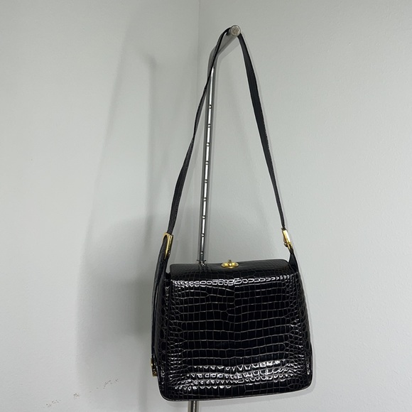 🔹 Mock Croc Leather Bag Made in Italy with Adjustable Strap - Picture 2 of 14